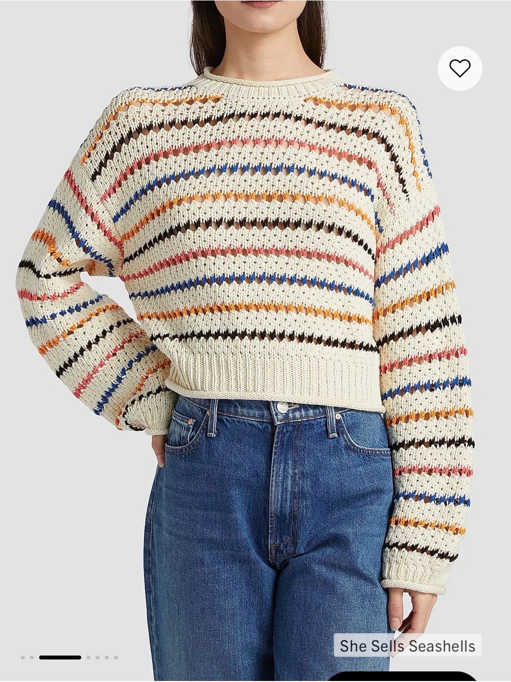 MOTHER The Bell Sleeve Jumper Roll Sweater Small Multicolor Stripe